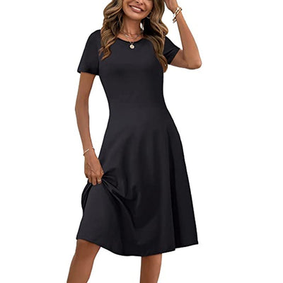 Casual Women's Short Sleeve Round Neck Slim Fit Dress