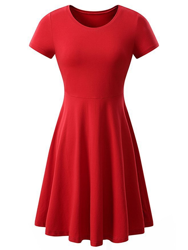 Casual Women's Short Sleeve Round Neck Slim Fit Dress