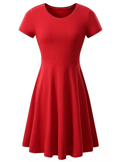 Casual Women's Short Sleeve Round Neck Slim Fit Dress