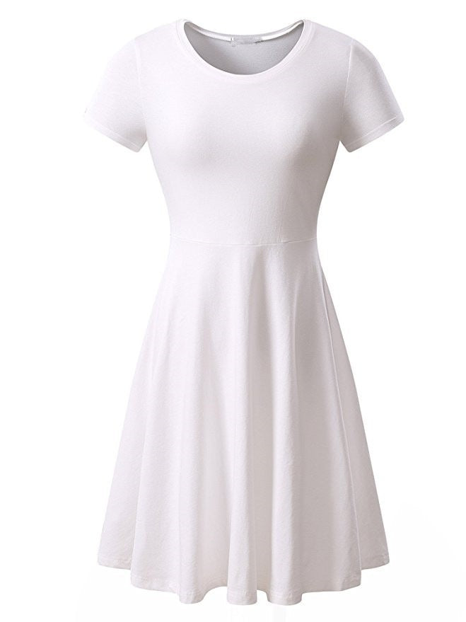 Casual Women's Short Sleeve Round Neck Slim Fit Dress