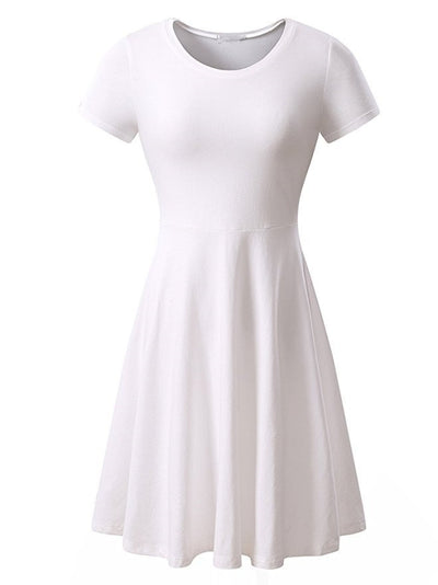 Casual Women's Short Sleeve Round Neck Slim Fit Dress